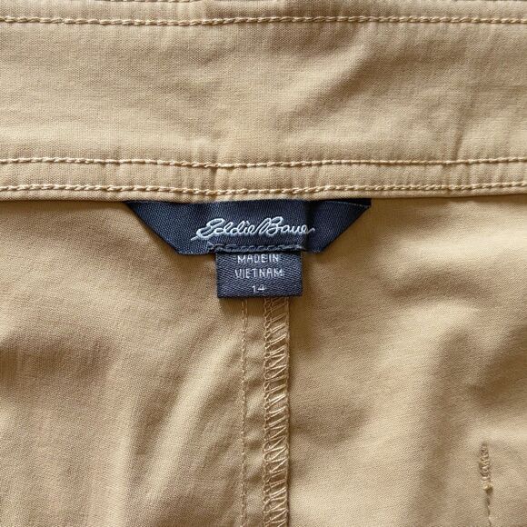 Eddie Bauer Khaki Cargo Shorts Mid-Rise Nylon Stretch Pockets - Women's Size 12 - Picture 4 of 7